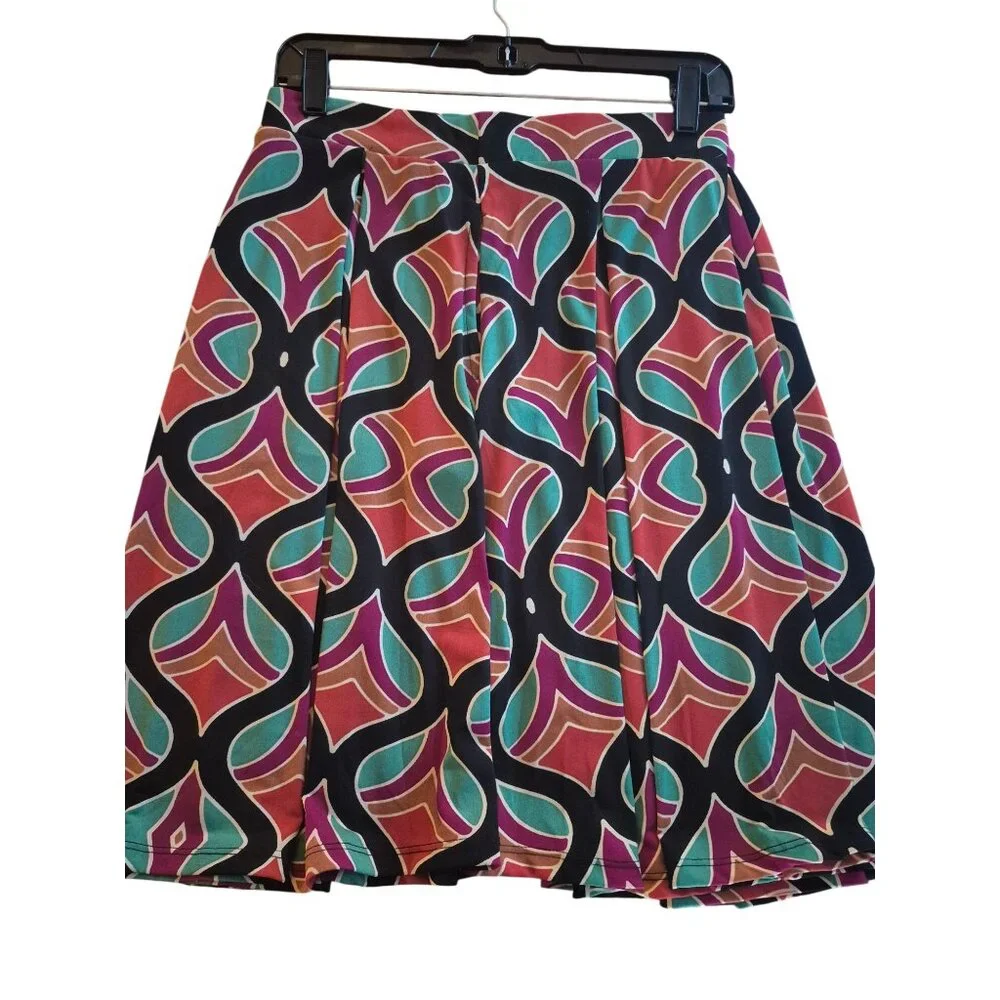 LuLaRoe Colorful Geometric Pleated Skirt S - Picture 1 of 5